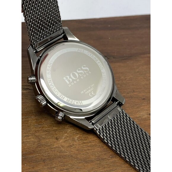 Hugo Boss Men's Watch 1513870 Quartz Chronograph Gray Dial Gunmetal Mesh Steel - Picture 6 of 13